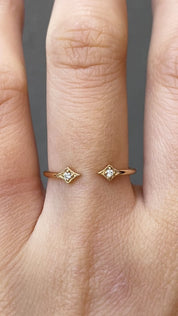 Double Star Diamond Open Ring