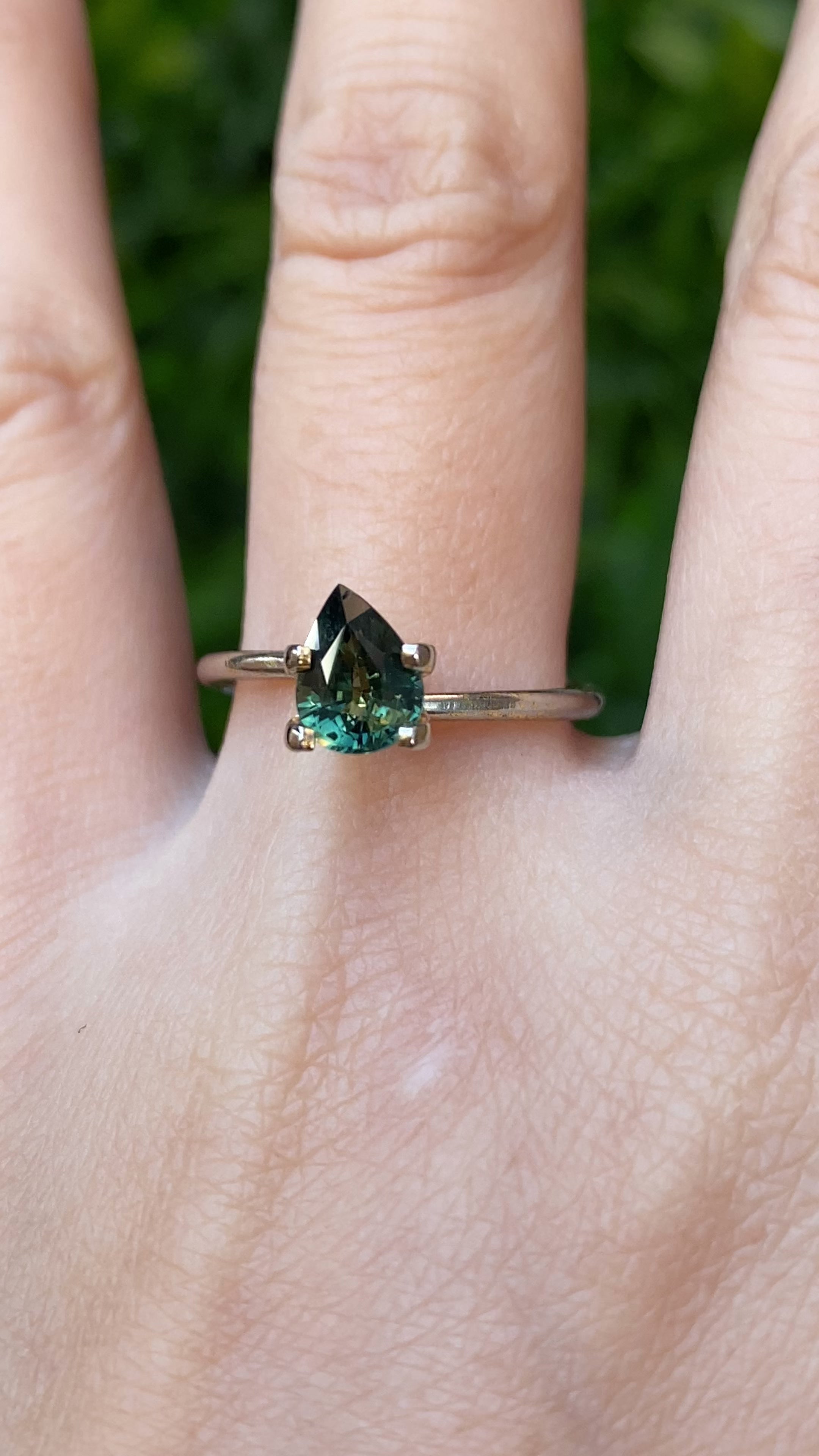 1.19ct Pear Cut Peacock Green Madagascar Sapphire SF435