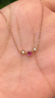 Moon & Star Birthstone Necklace