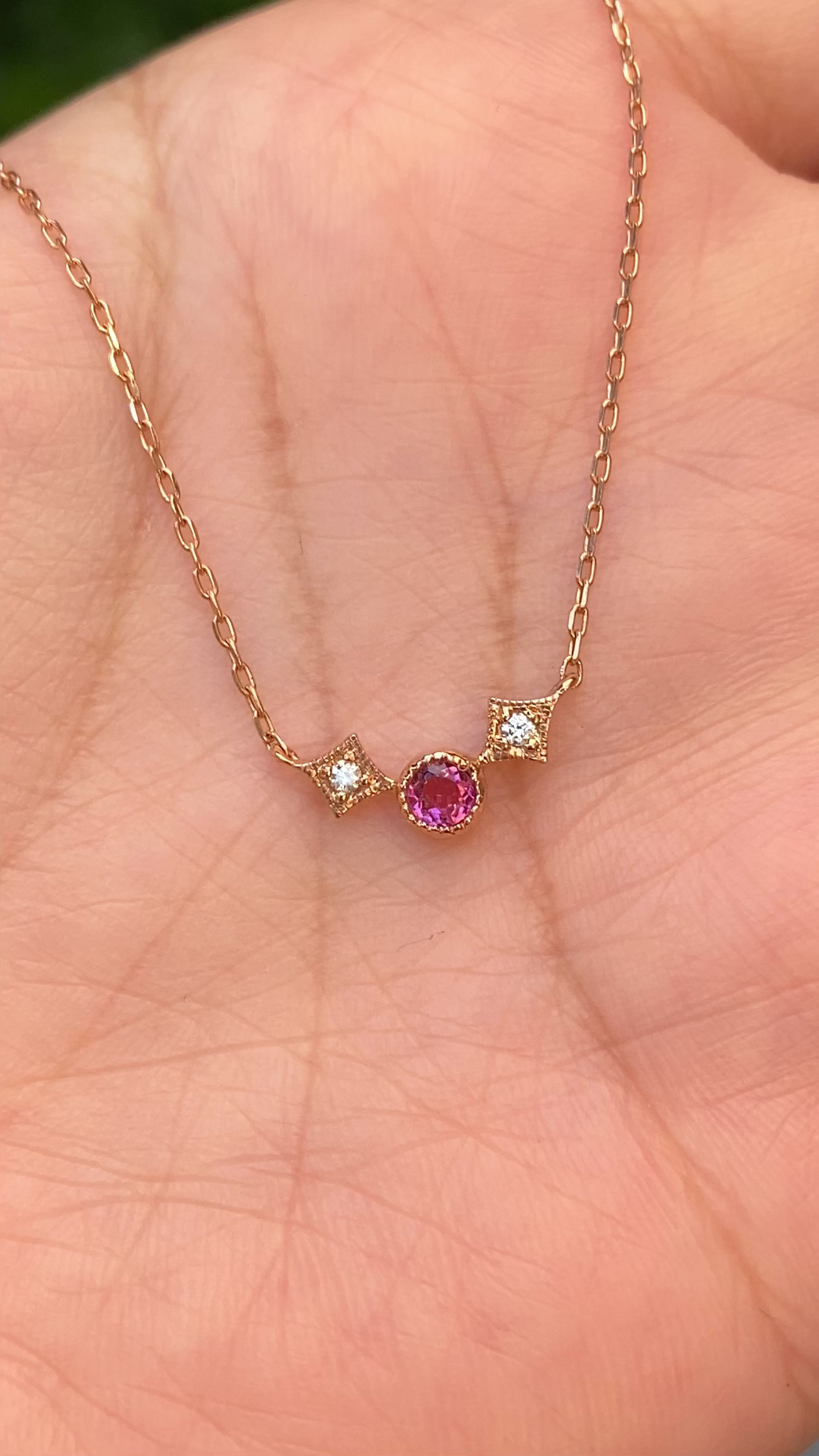 Moon & Star Birthstone Necklace