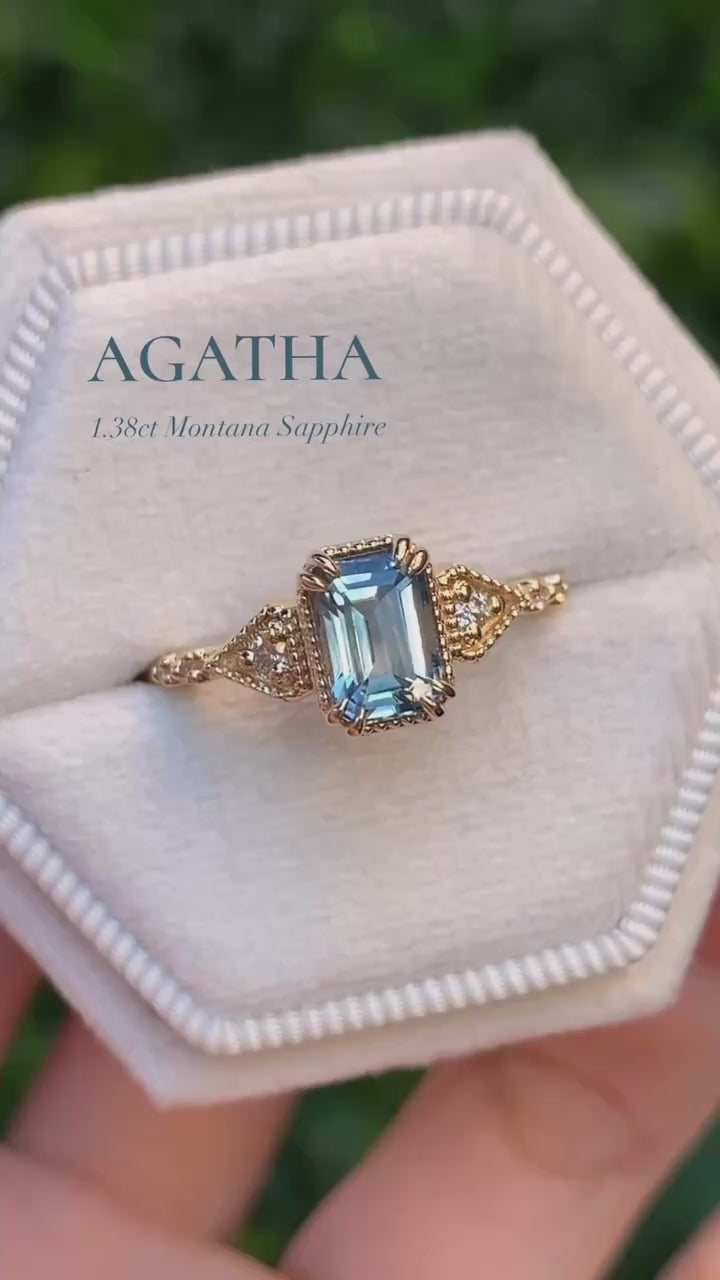Agatha Ring, 1.38ct Light Blue Montana Sapphire