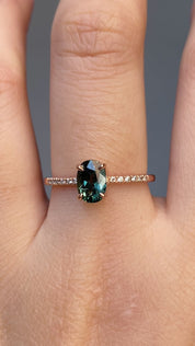 Audrey Ring,  Blue Green Queensland Sapphire