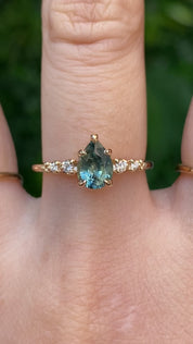 Estel Fleur Ring, 1.00ct Green Montana Sapphire