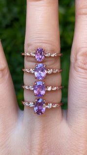 Estel Fleur Ring, Lavender Purple Sapphire, 14k Rose Gold