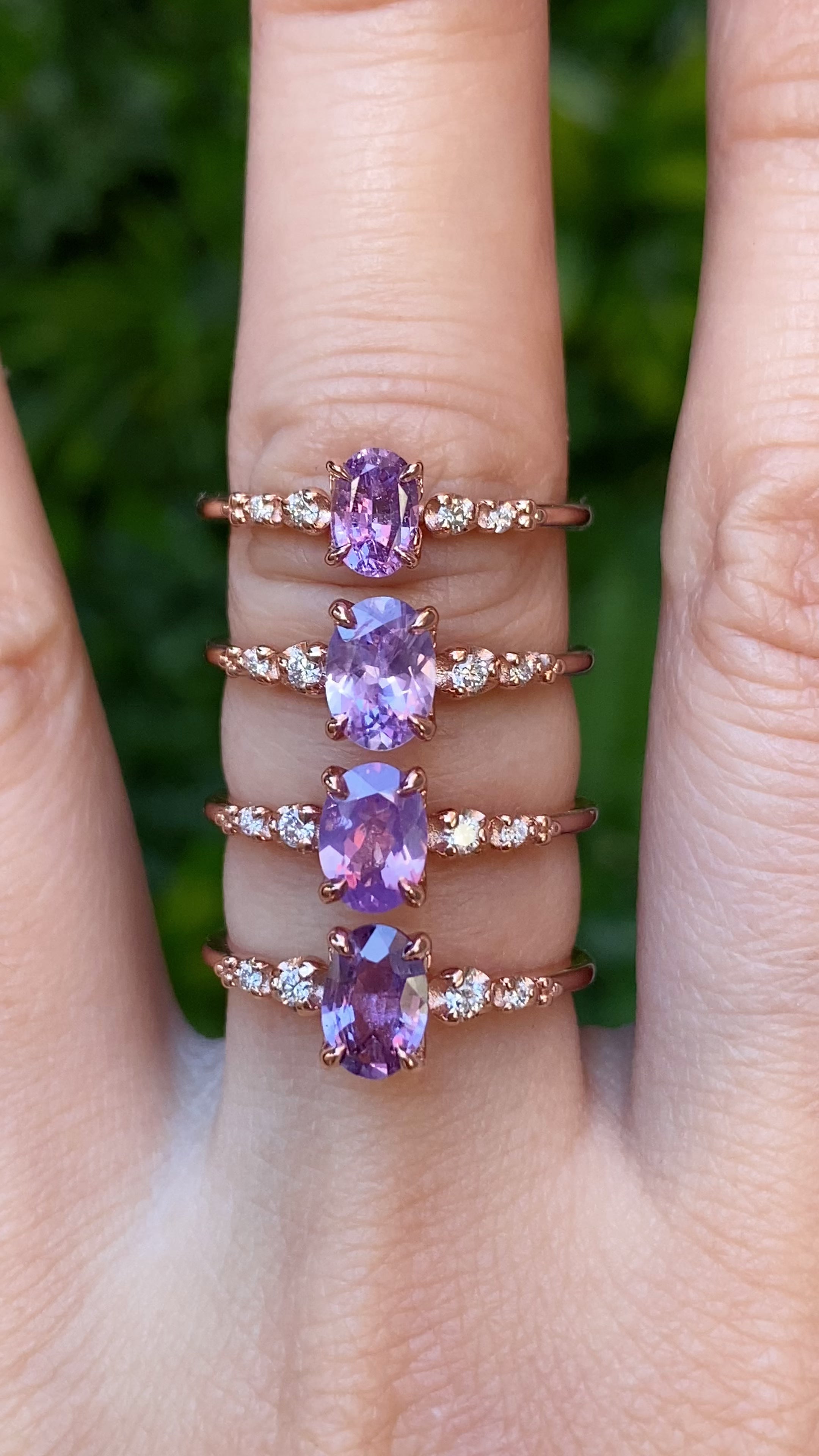 Estel Fleur Ring, Lavender Purple Sapphire, 14k Rose Gold