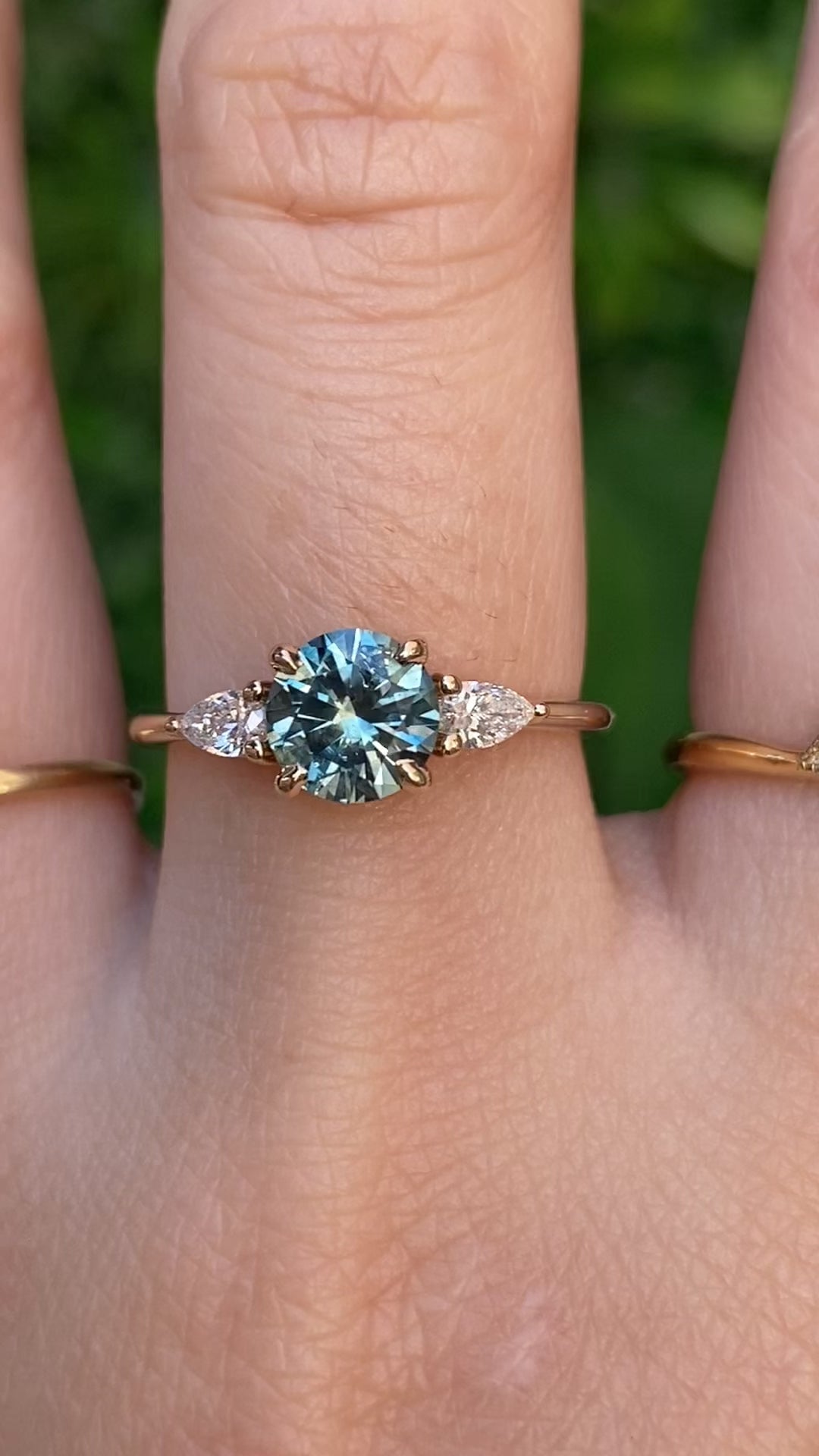 Olivia Ring, 1.25ct Blue Green Montana Sapphire