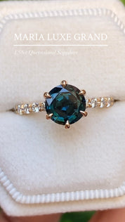 Maria Luxe Grand Ring, 1.58ct Blue Green Queensland Sapphire