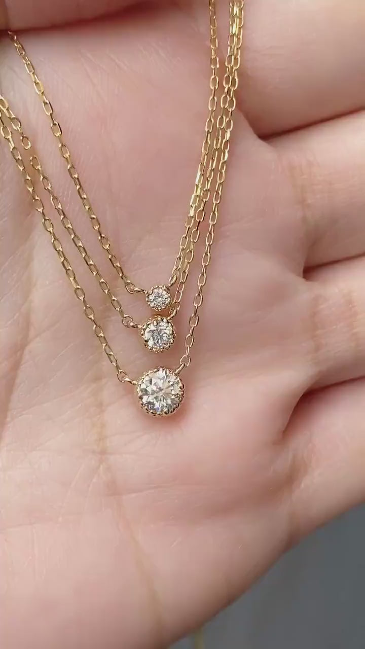 Dahlia Diamond Solitaire Necklace