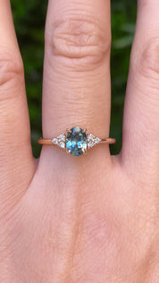 【一点物】テレサリング ・0.93ct・加熱モンタナ産ブルーグリーンサファイア・K14YG