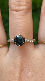 Maria Luxe Grand Ring, 1.58ct Blue Green Queensland Sapphire