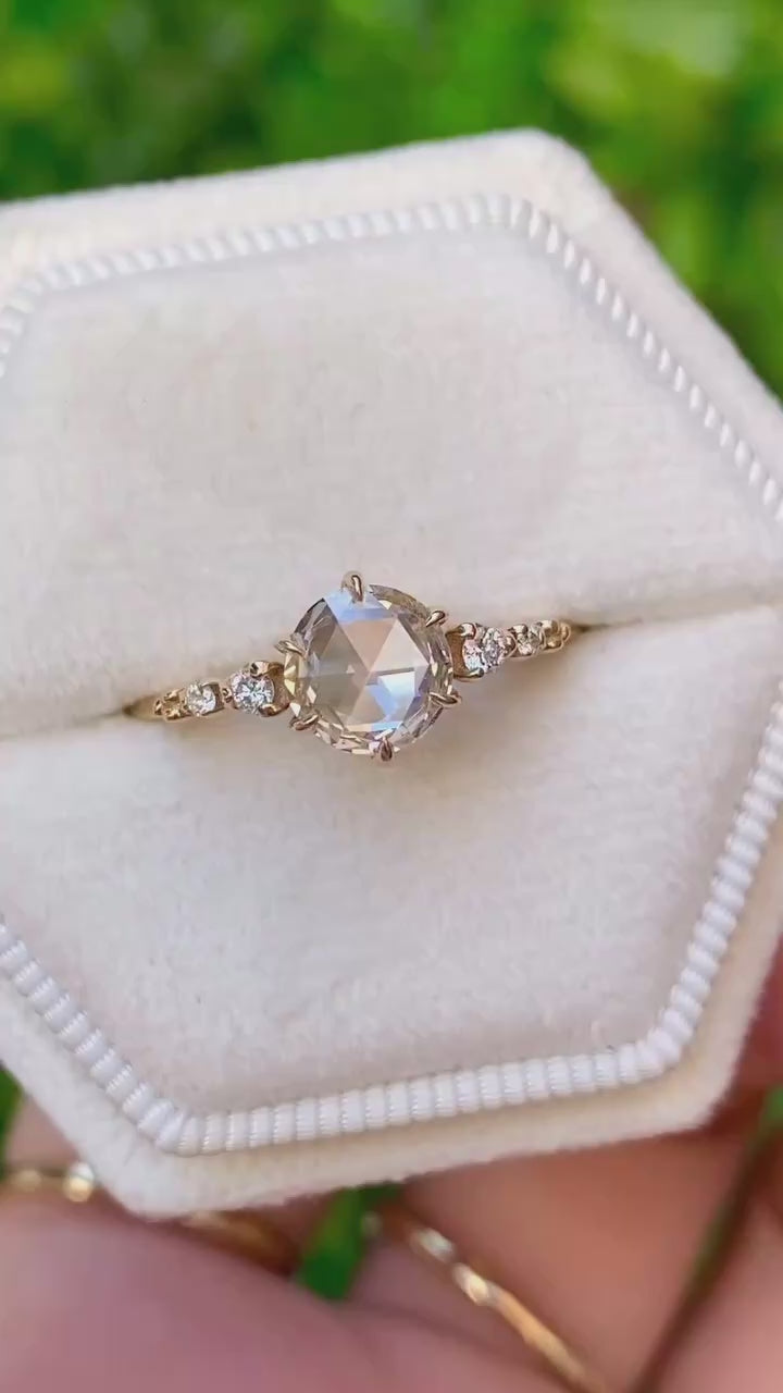 Estel Fleur Ring, 1.00ct Rose Cut Diamond | GIA Certified