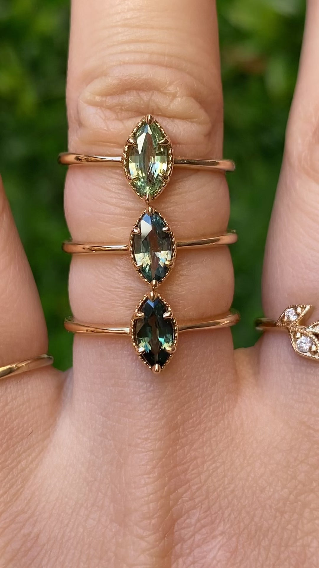 Ava Ring, 0.50ct Green Madagascar Sapphire