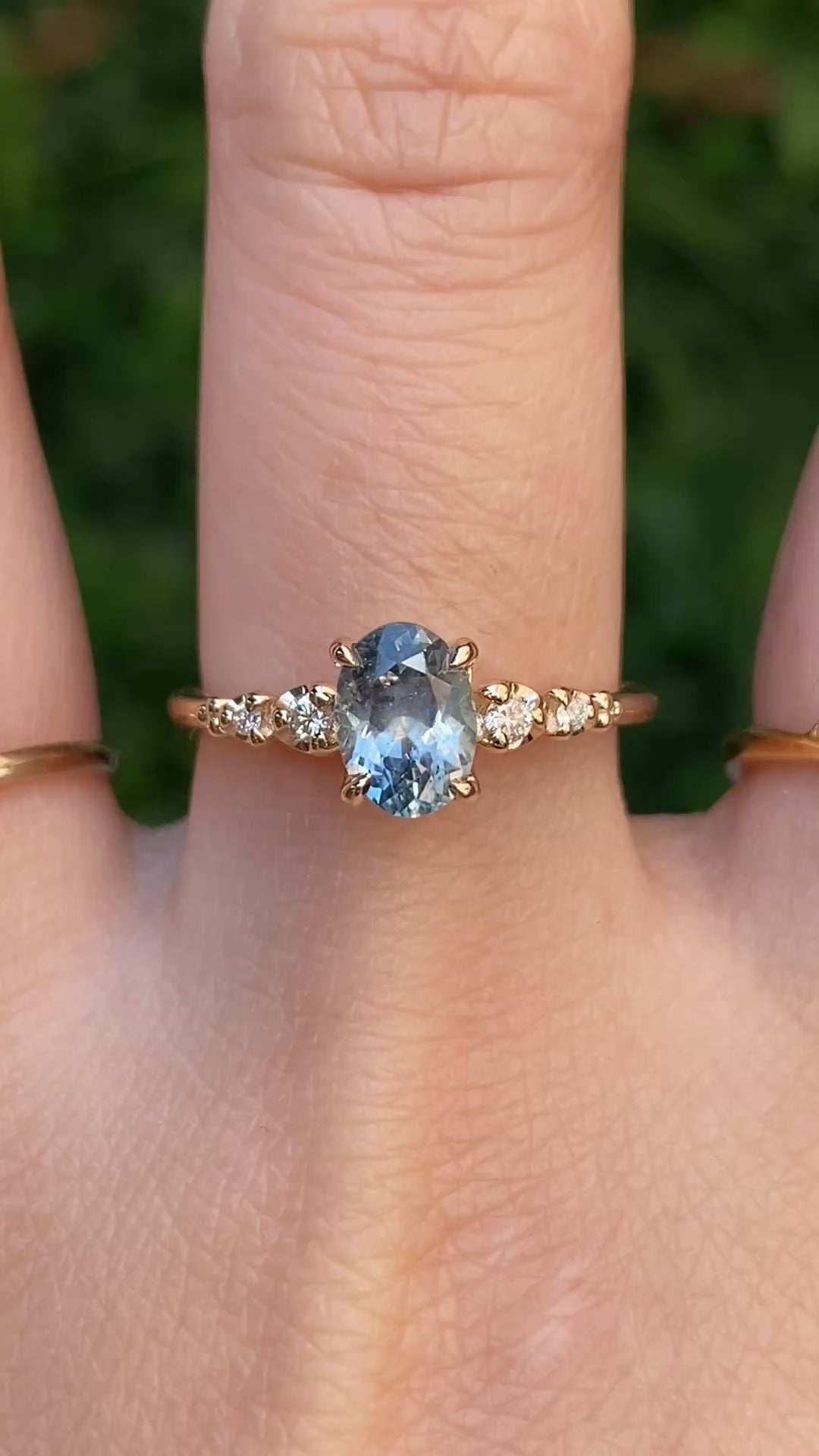 Estel Fleur Ring, 1.27ct Aqua Blue Montana Sapphire
