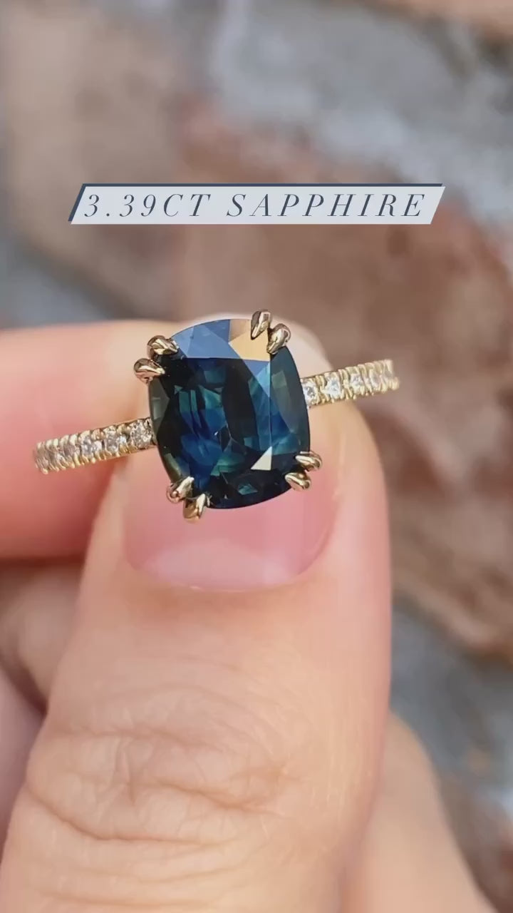 Sabrina Grand Ring, 3.39ct Teal Queensland Sapphire
