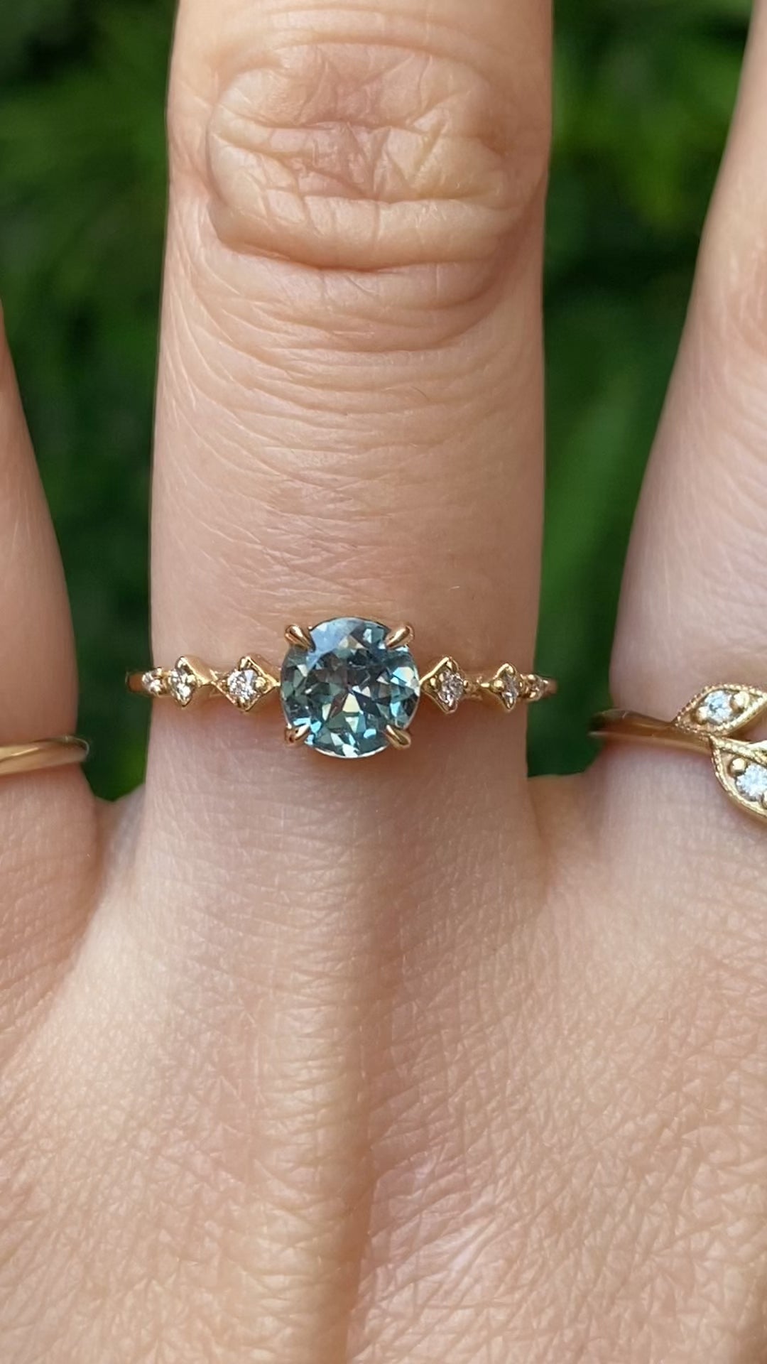 Celeste Ring, 0.95ct Blue Green Montana Sapphire