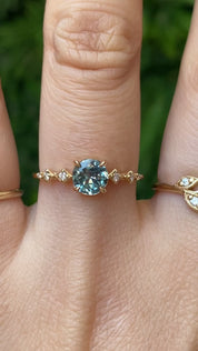 Celeste Ring, 0.95ct Blue Green Montana Sapphire