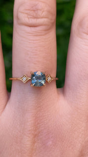 Charlene Ring, 0.92ct Blue Green Montana Sapphire