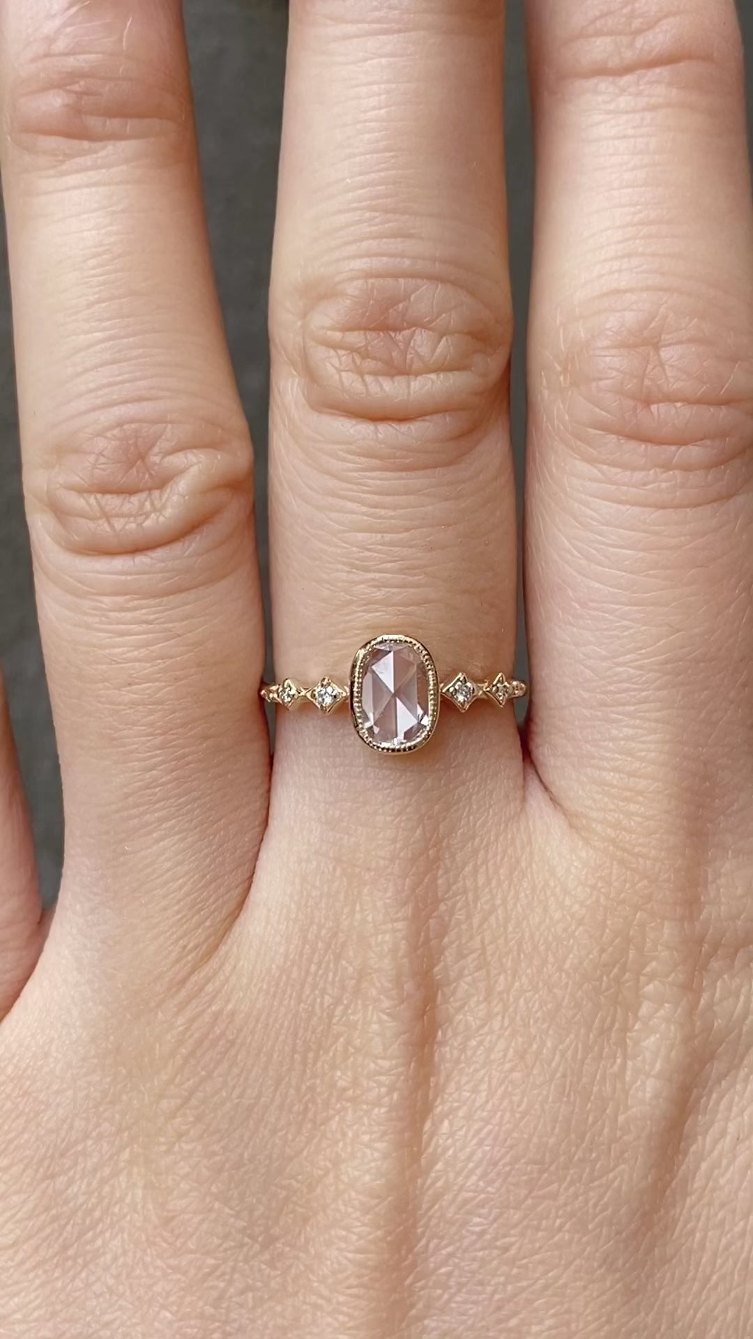 Celeste Oval Bezel Set Rose Cut Diamond Ring