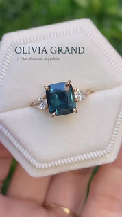 Olivia Grand Ring, 2.97ct Blue Green Montana Sapphire