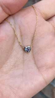 Heart Bezel Blue Sapphire Necklace