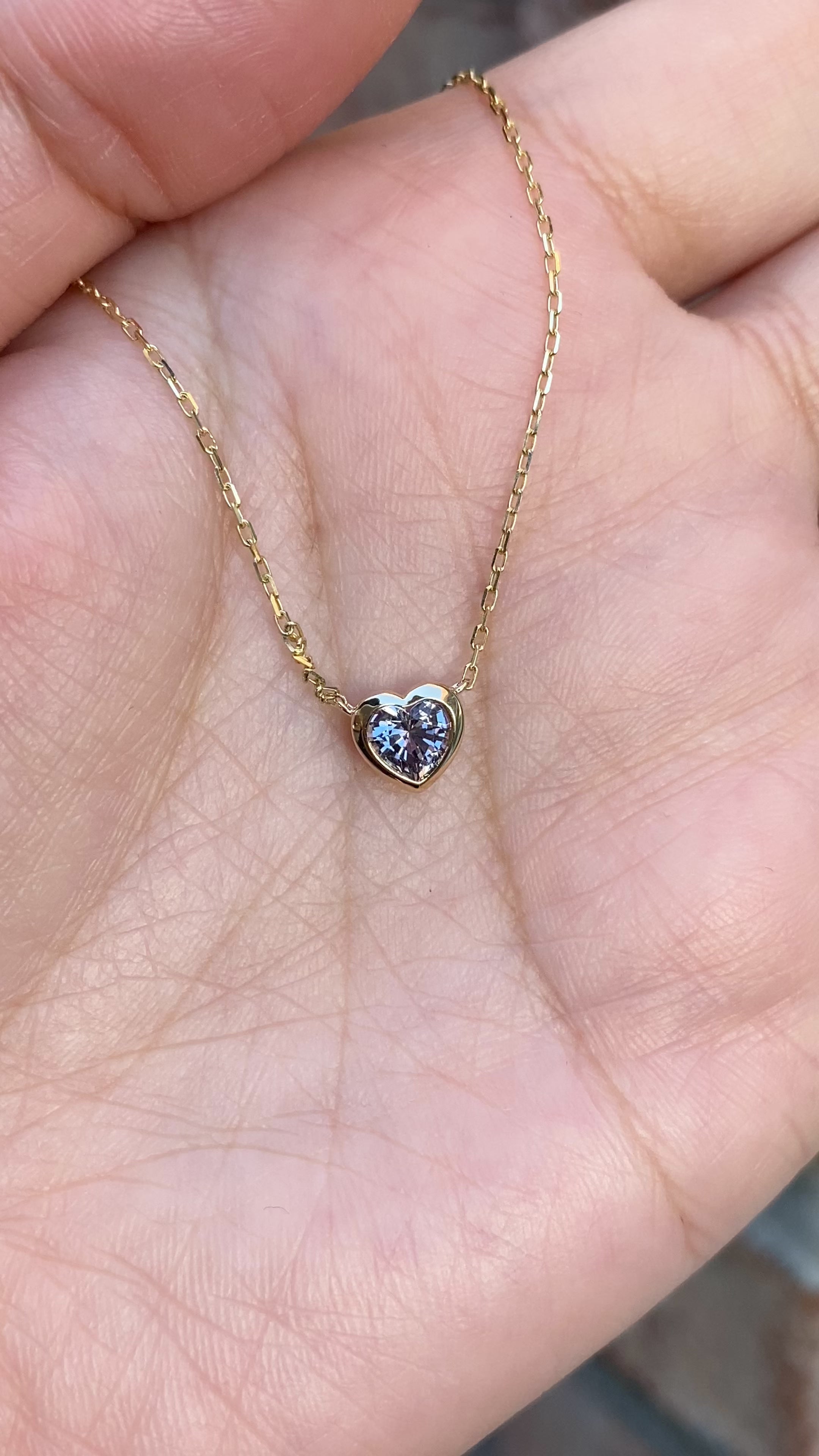 Heart Bezel Blue Sapphire Necklace