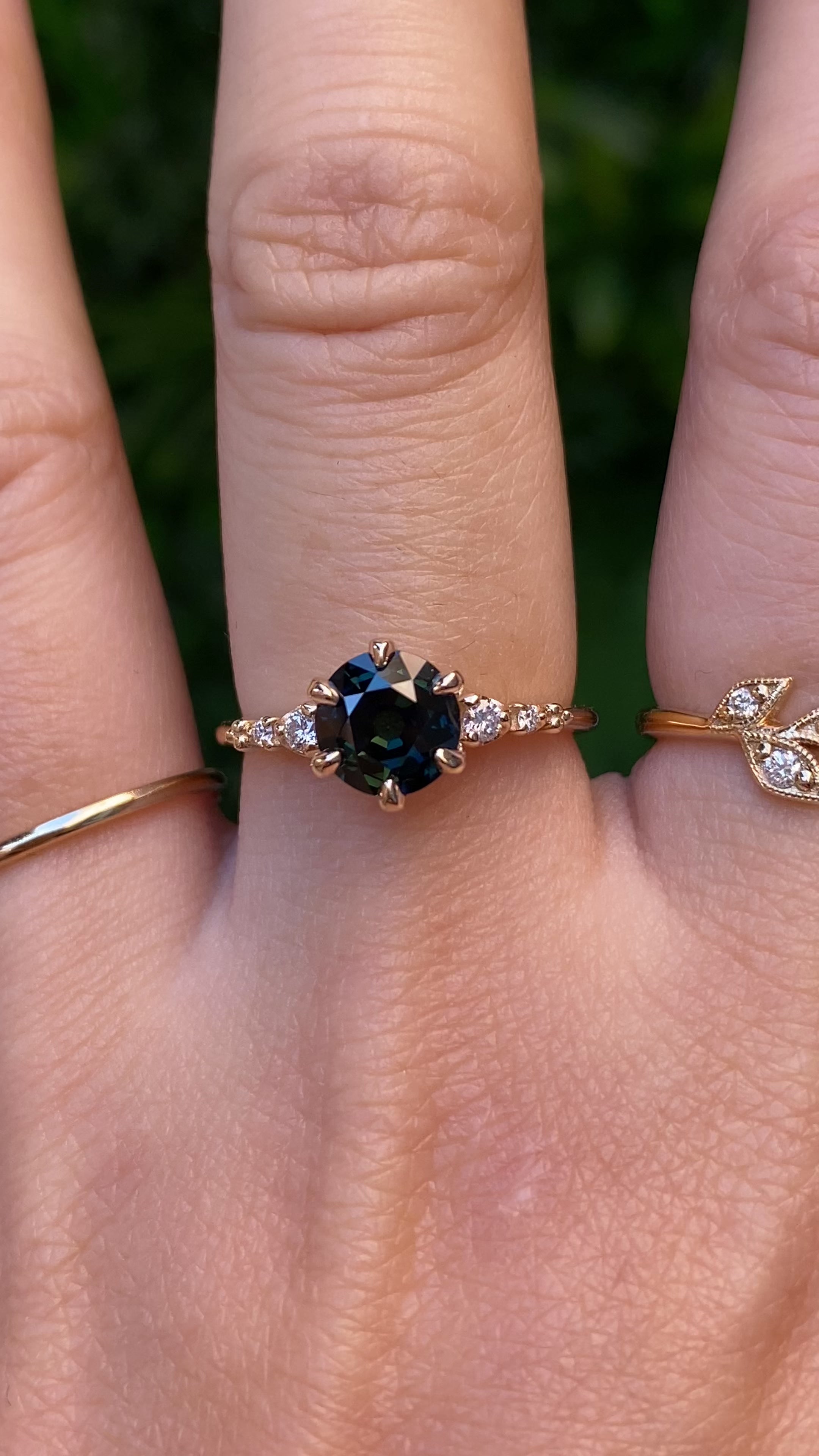 Estel Fleur Ring, 1.50ct Peacock Green Australian Sapphire