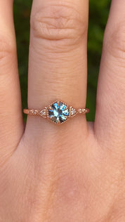 Agatha Ring, 0.70ct Blue Green Montana Sapphire