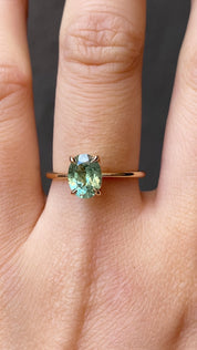 Sara Ring 1.70ct Blue Green Montana Sapphire, 14k Yellow Gold (One of a kind)