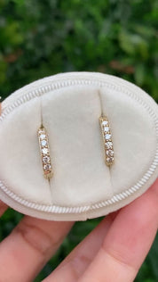 14K Gold Diamond Huggie Earrings | 15mm