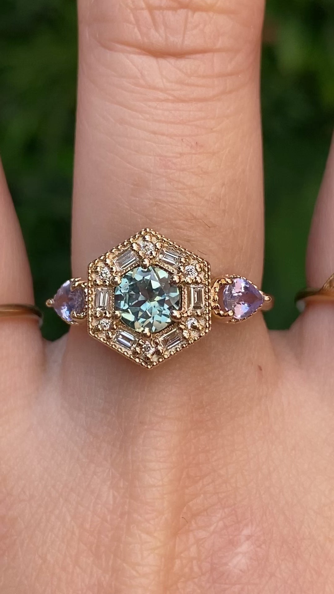 Lila Ring, 0.81ct Light Green Montana Sapphire