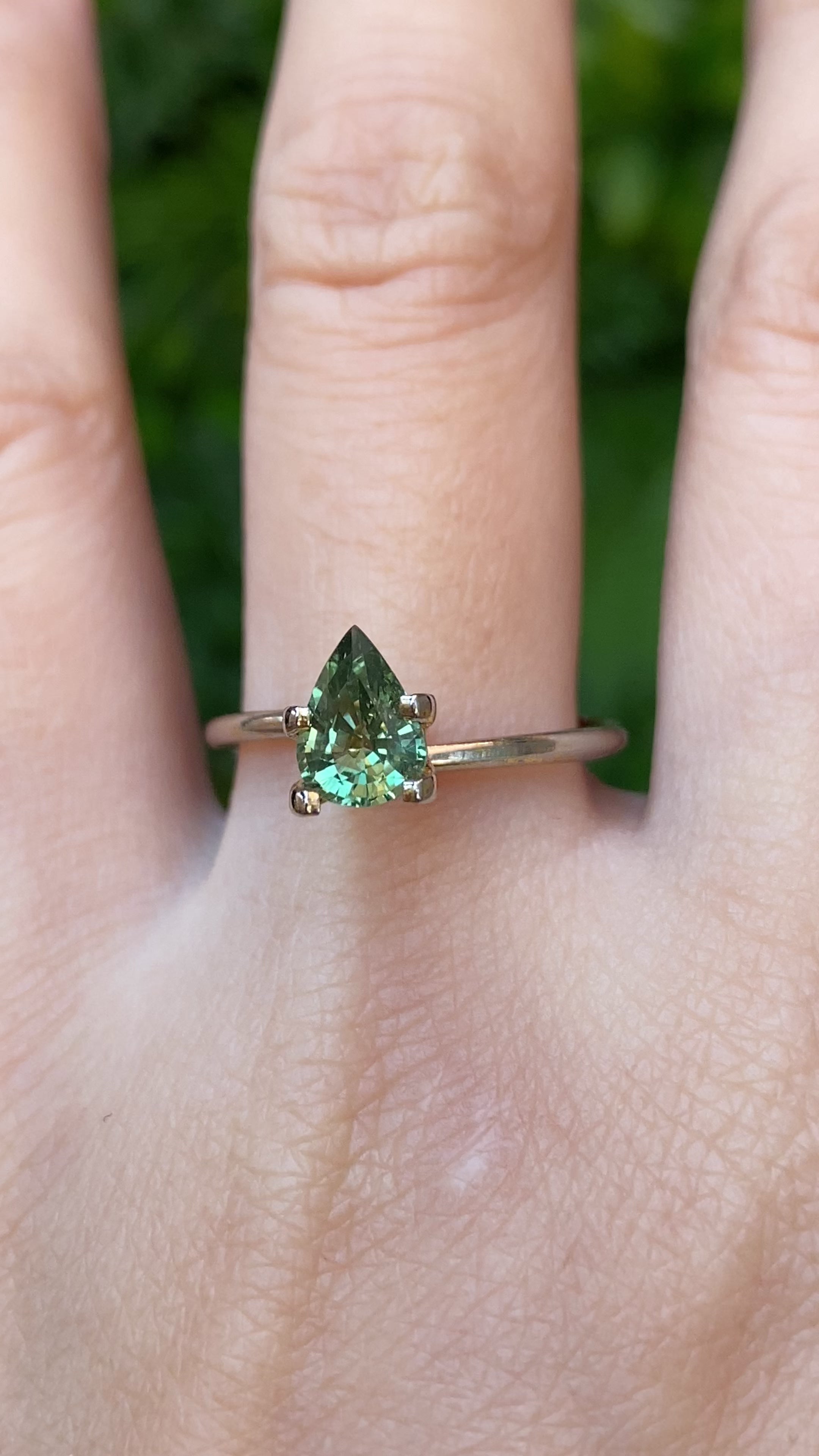 1.16ct Pear Cut Green Madagascar Sapphire SF434