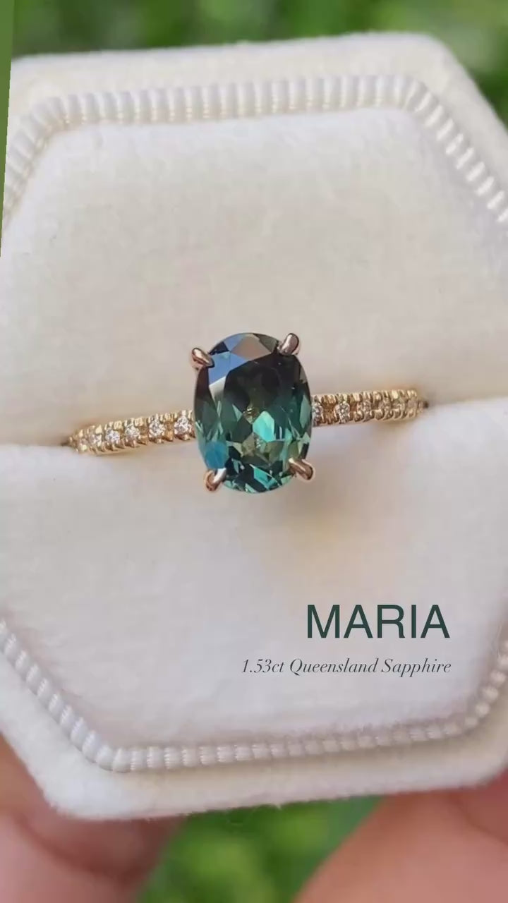 Maria Ring, 1.53ct Green Queensland Sapphire