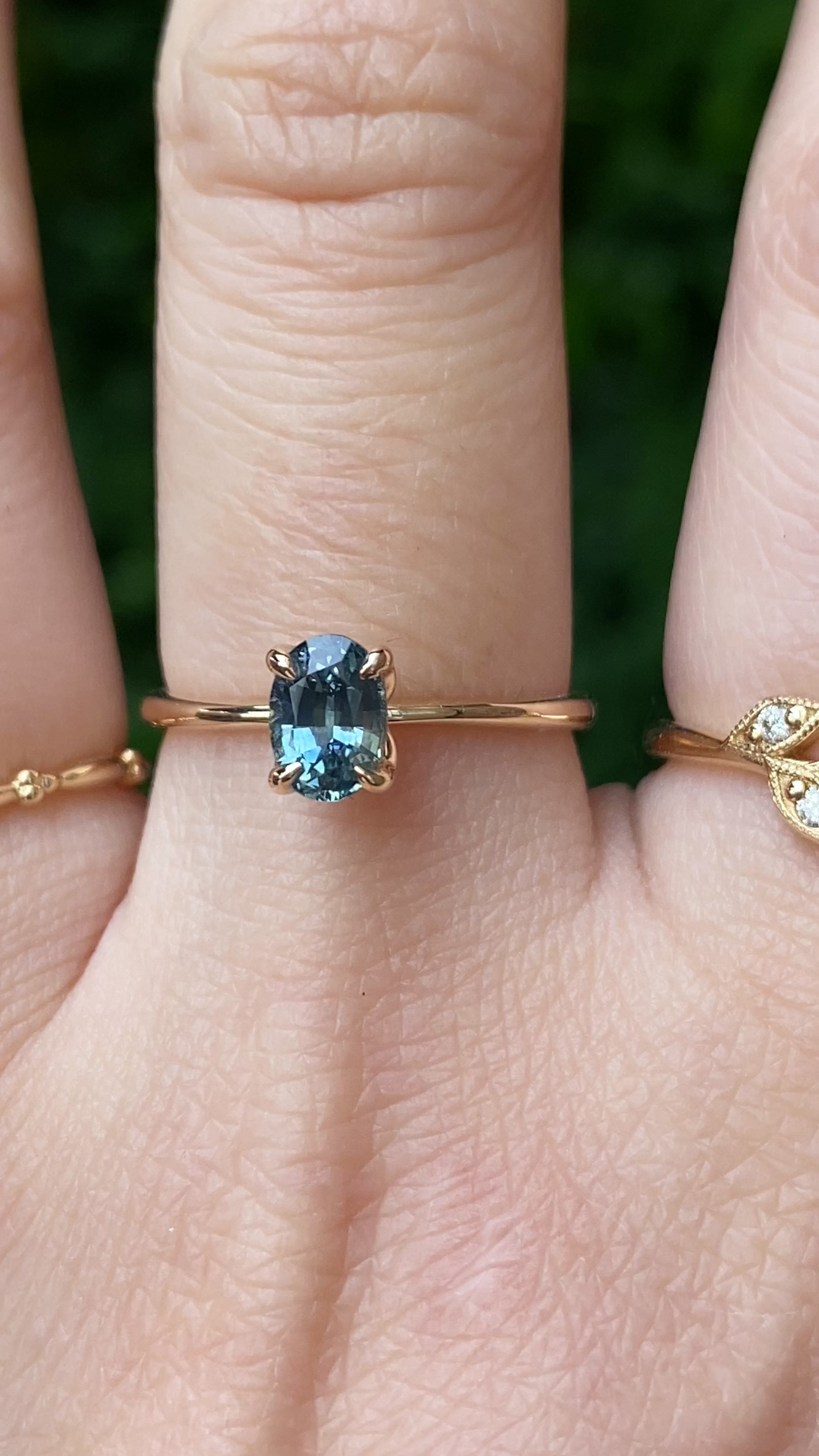 Sara Ring, 0.85ct Blue Montana Sapphire