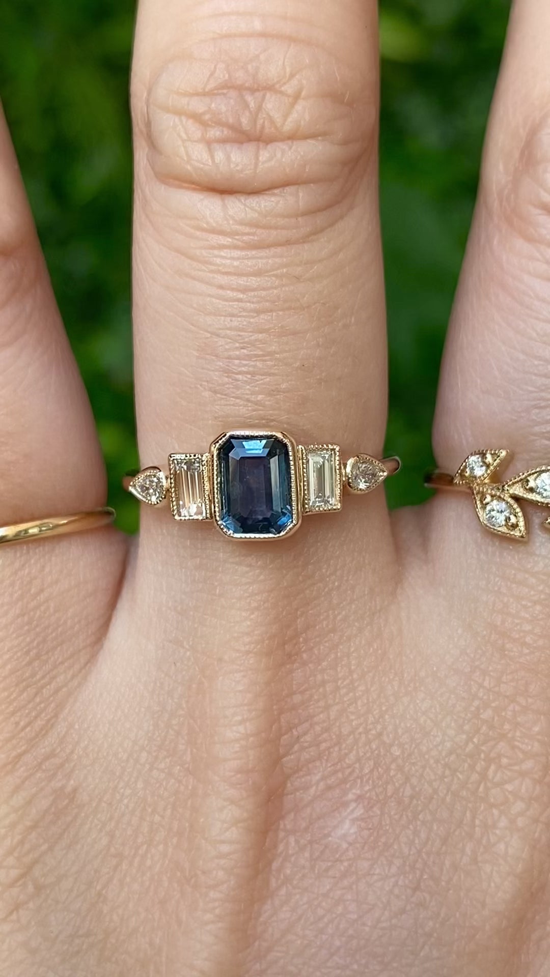Edith Ring, 1.24ct Dark Blue Montana Sapphire
