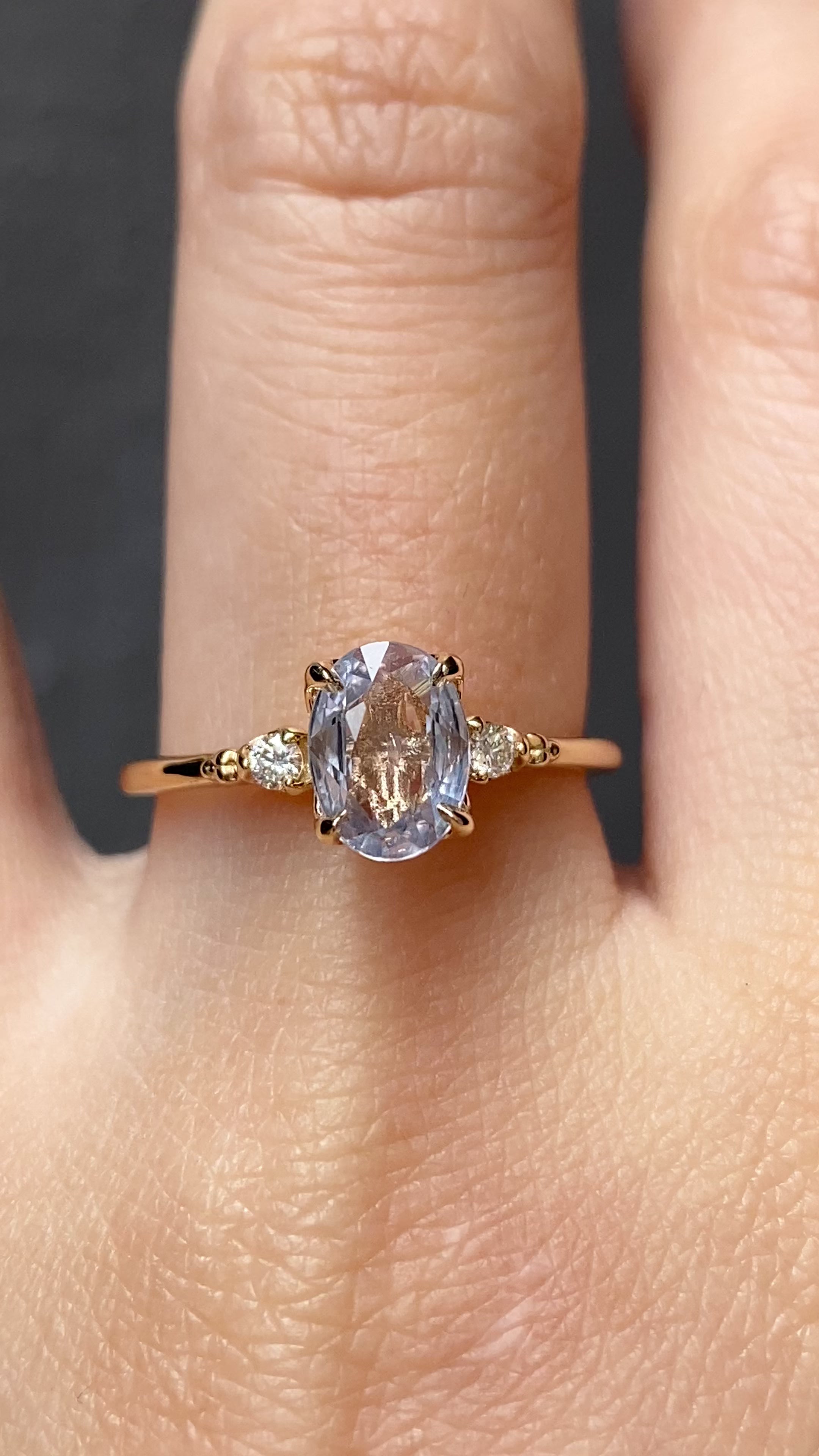 Estel Ring 1.08ct Light Blue Unheated Oval Sapphire, 14K Yellow Gold (One of a kind)