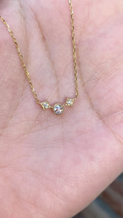 Moon & Star Rose Cut Diamond Necklace