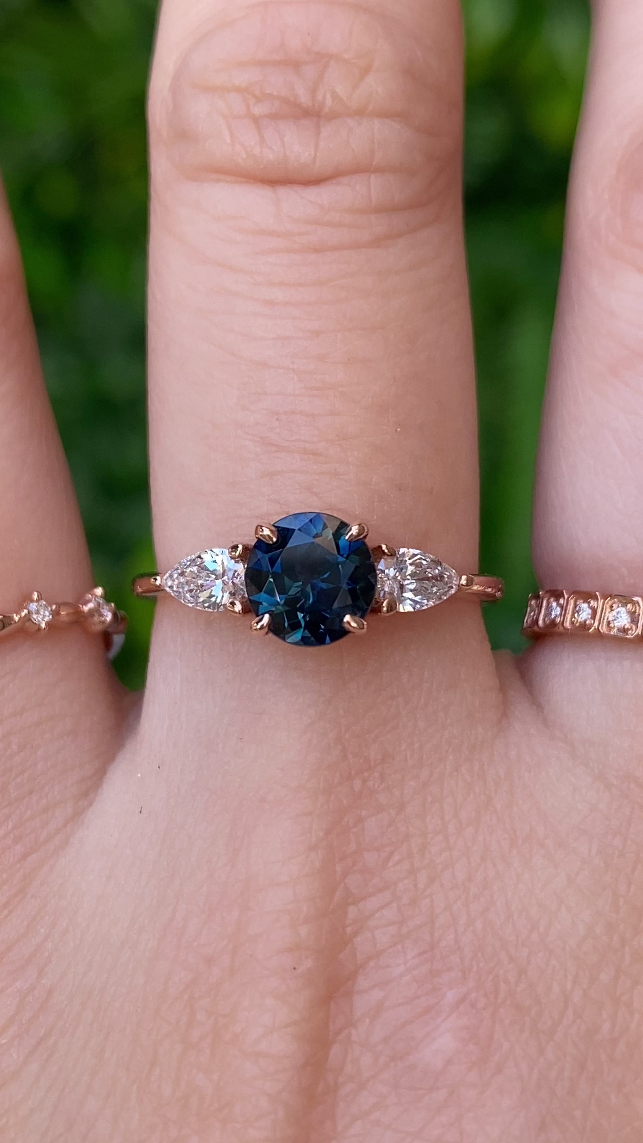 Olivia Grand Ring, 1.37ct Teal Blue Queensland Sapphire