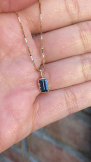 Patia Emerald-Cut Montana Sapphire Charm