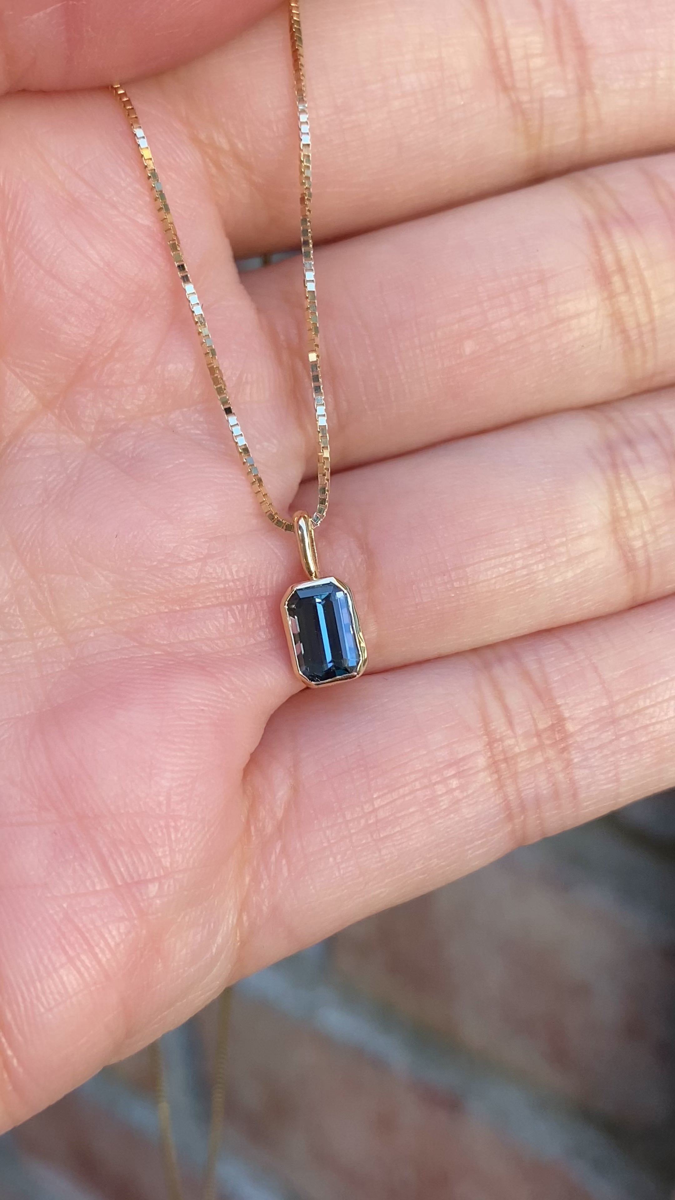 Patia Emerald-Cut Montana Sapphire Charm
