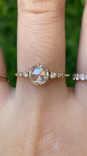 Estel Fleur Ring, 1.00ct Rose Cut Diamond | GIA Certified