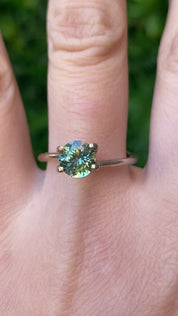1.36ct Round Cut Parti Green Yellow Montana Sapphire SR411