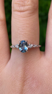 Estel Fleur Ring, 0.81ct Blue Montana Sapphire