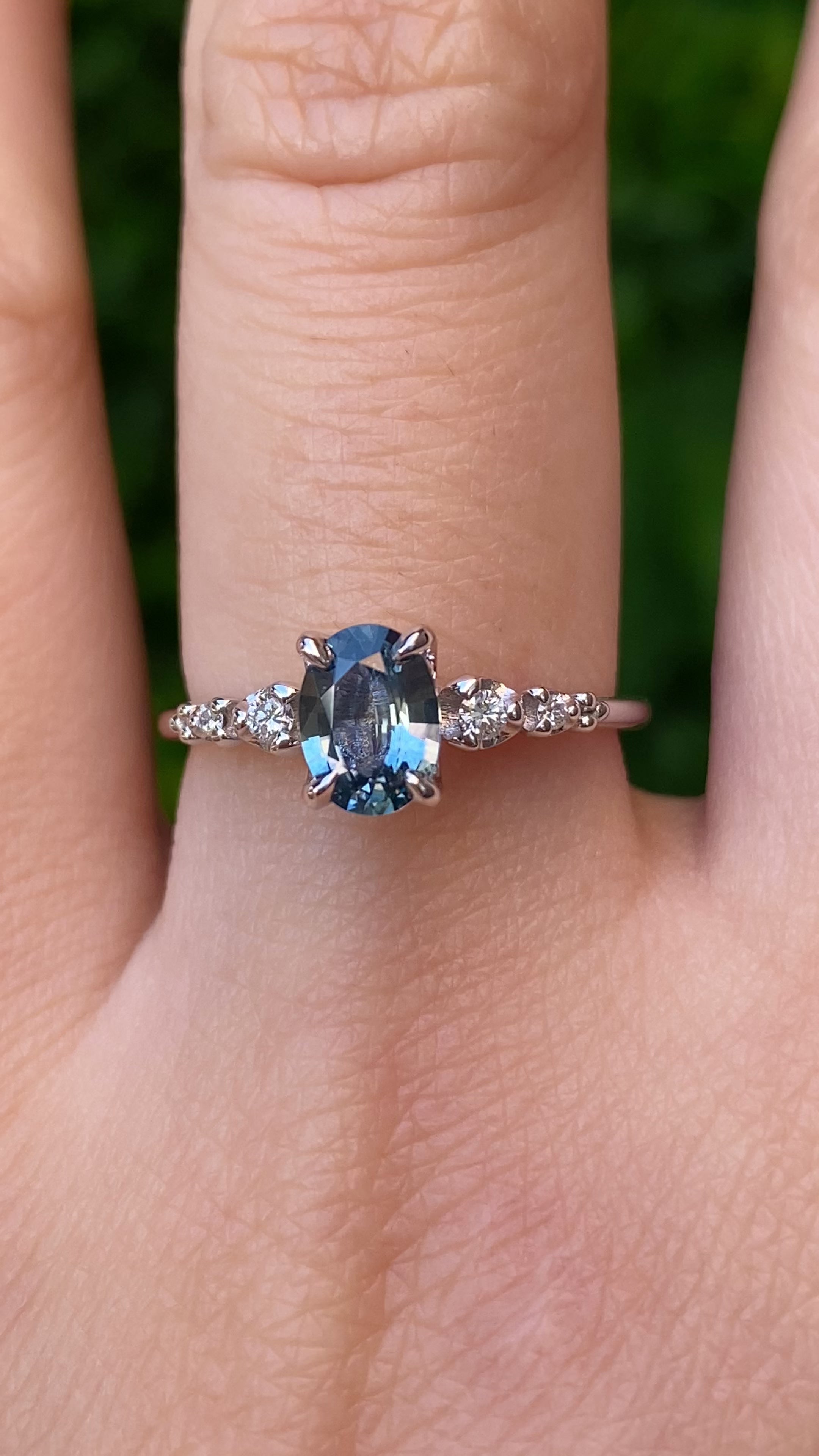 Estel Fleur Ring, 0.81ct Blue Montana Sapphire