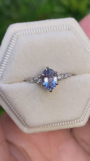 Estel Fleur Ring, 1.1ct Light Blue Sapphire