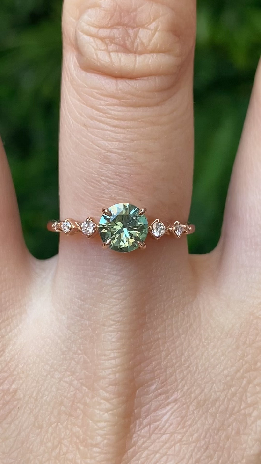 Celeste Ring, 0.85ct Green Montana Sapphire