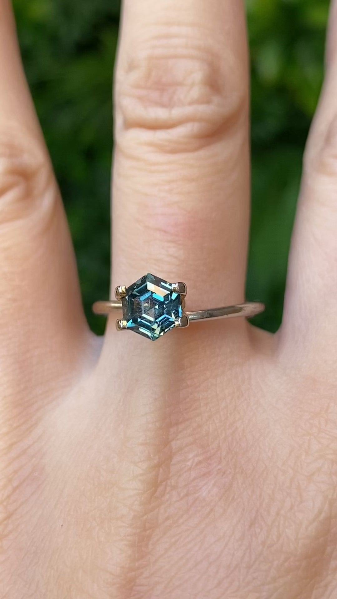 1.40ct Hexagon Cut Blue Green Montana Sapphire SF510