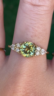 Remi Ring 1.50ct Parti Yellow Green Montana Sapphire, 14K Yellow Gold
