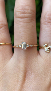 Estel Fleur Ring, Emerald-Cut Diamond