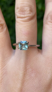 1.21ct Radiant Cut Light Blue Green Montana Sapphire SF506