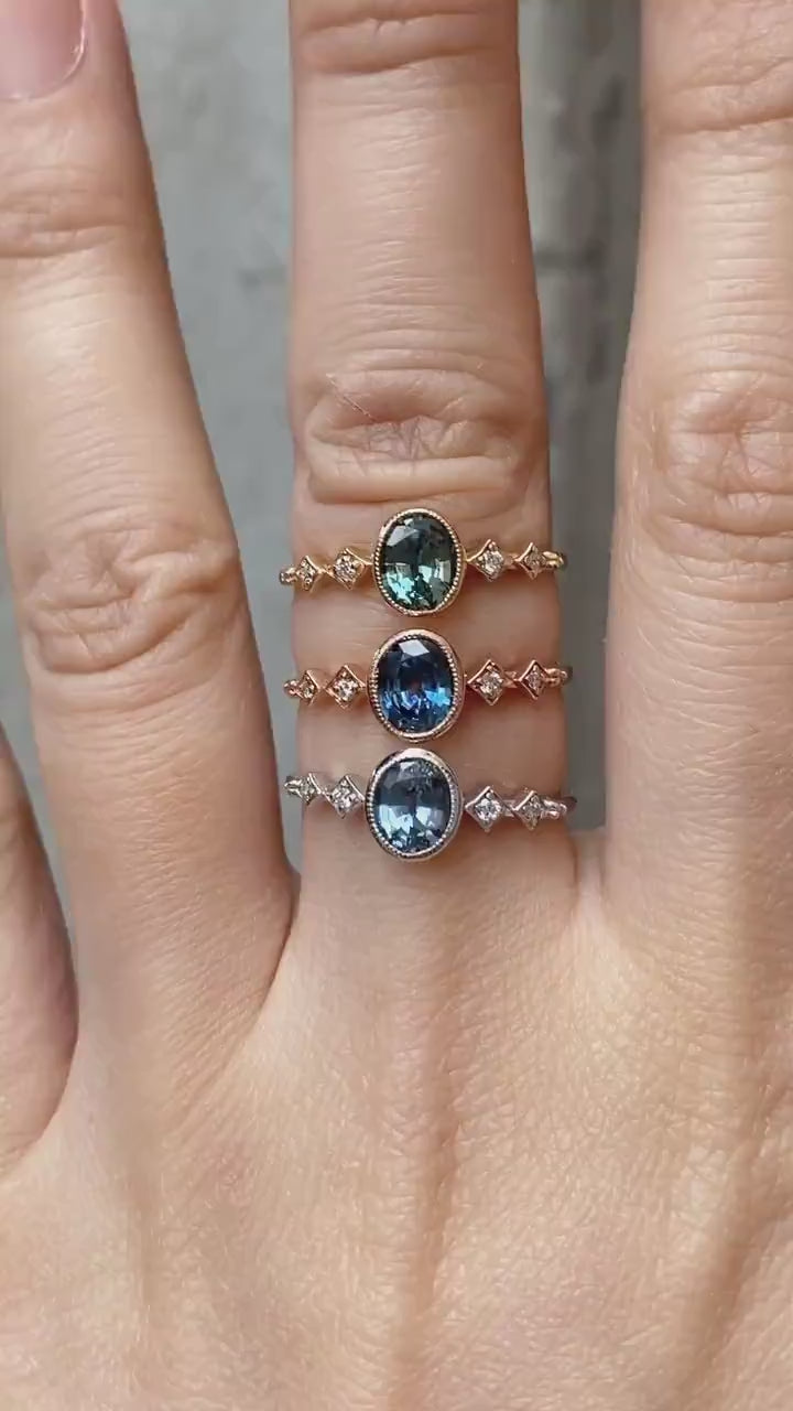 Celeste Ring, 0.80ct Montana Sapphire